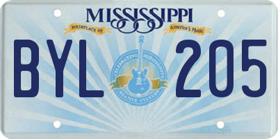 MS license plate BYL205