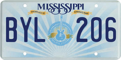 MS license plate BYL206