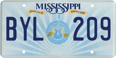 MS license plate BYL209