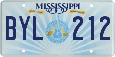 MS license plate BYL212