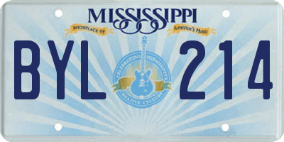 MS license plate BYL214