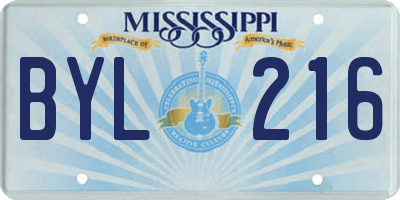 MS license plate BYL216