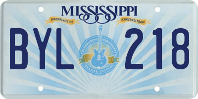 MS license plate BYL218