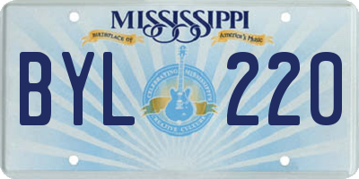 MS license plate BYL220