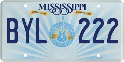 MS license plate BYL222