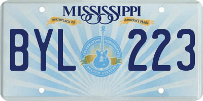 MS license plate BYL223
