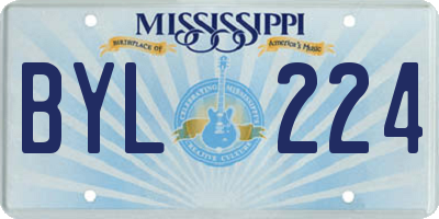 MS license plate BYL224