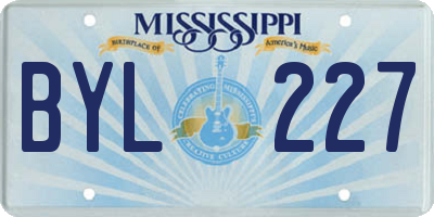MS license plate BYL227
