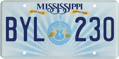 MS license plate BYL230