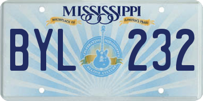 MS license plate BYL232