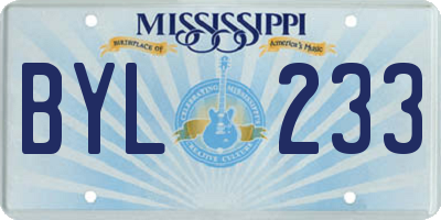 MS license plate BYL233
