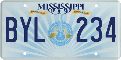 MS license plate BYL234
