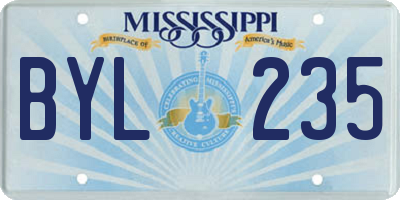 MS license plate BYL235