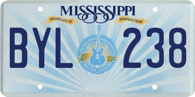 MS license plate BYL238