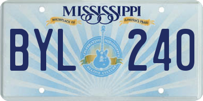 MS license plate BYL240