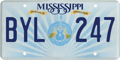 MS license plate BYL247