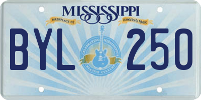 MS license plate BYL250