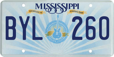 MS license plate BYL260