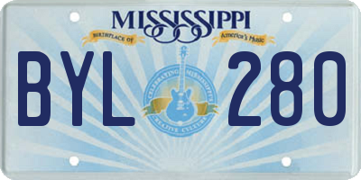 MS license plate BYL280