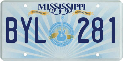 MS license plate BYL281