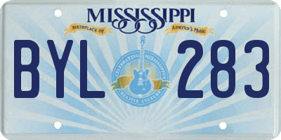 MS license plate BYL283
