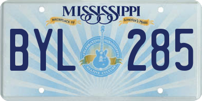 MS license plate BYL285