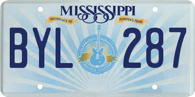 MS license plate BYL287