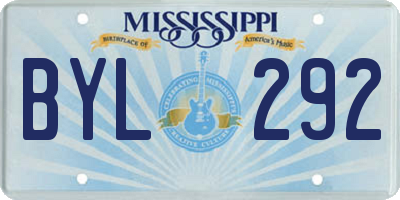 MS license plate BYL292