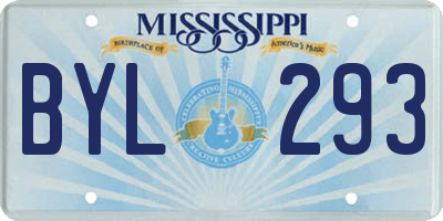 MS license plate BYL293