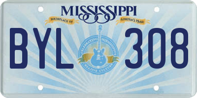 MS license plate BYL308