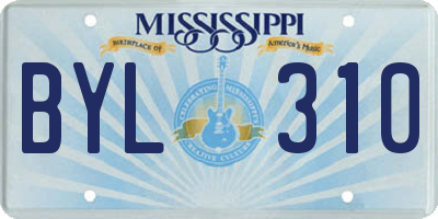 MS license plate BYL310