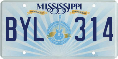 MS license plate BYL314