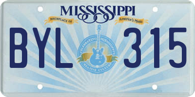 MS license plate BYL315