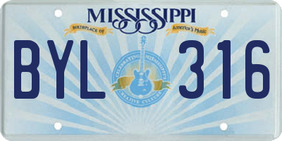 MS license plate BYL316