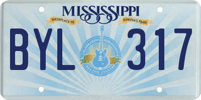 MS license plate BYL317