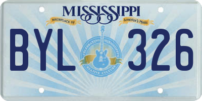 MS license plate BYL326