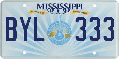 MS license plate BYL333