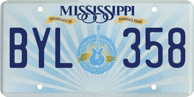 MS license plate BYL358