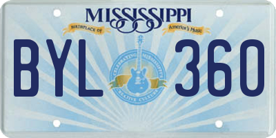 MS license plate BYL360