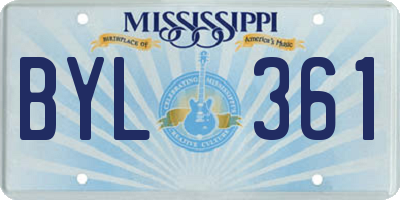 MS license plate BYL361