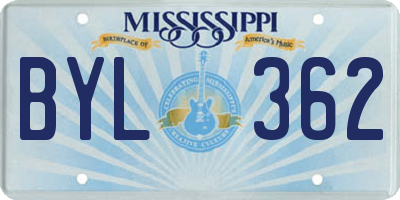 MS license plate BYL362