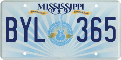 MS license plate BYL365