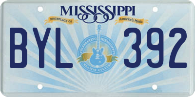 MS license plate BYL392