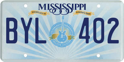 MS license plate BYL402
