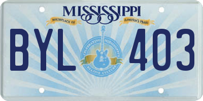 MS license plate BYL403