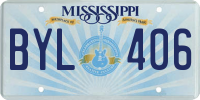 MS license plate BYL406