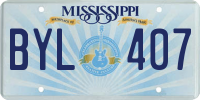MS license plate BYL407