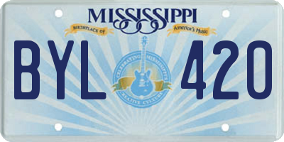 MS license plate BYL420