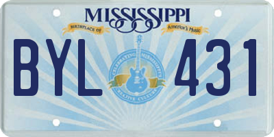 MS license plate BYL431