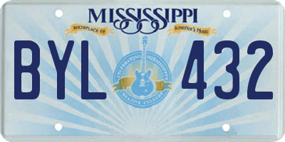 MS license plate BYL432